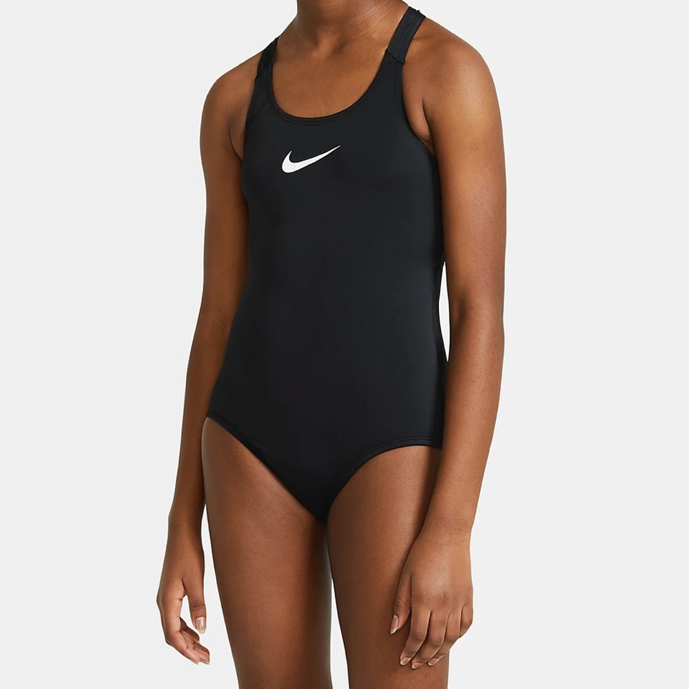 Nike Essentials Girls Racerback One Piece Swimsuit, Worn 3x, Black Size L
